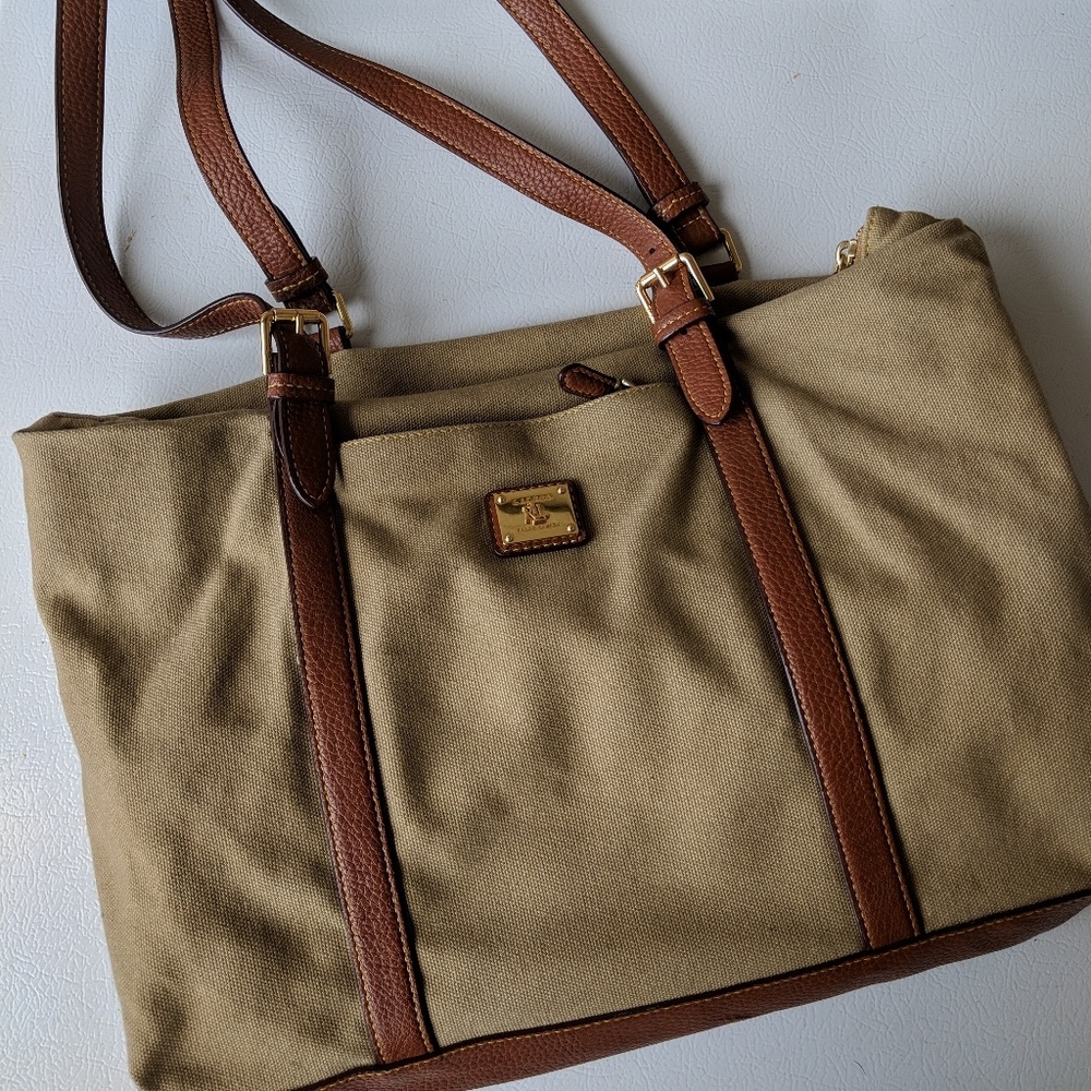 Ralph Lauren | Green Tan Canvas Bag